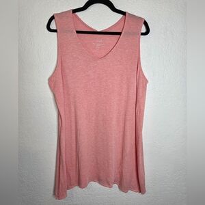 Purejill By J. Jill Pink Pima Cotton Dipped Hem Tunic Top Size Large Sleeveless